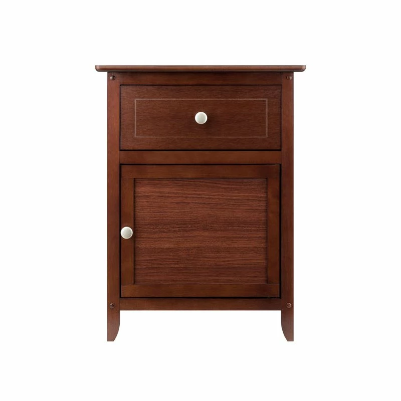 Brand new โ๏ธ Pemberly Row Nightstand Accent Table With Drawer And Cabinet In Antique Walnut ๐