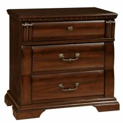 Promo ✨ Furniture Of America Oulette Transitional Wood 3-Drawer Nightstand In Cherry 🛒