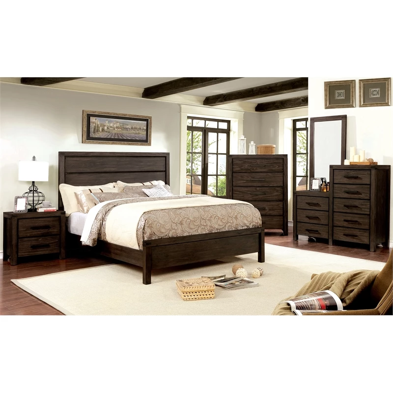 New โจ Furniture Of America Krentin Wood 2-Drawer Nightstand In Wire-Brushed Brown โจ - Image 3