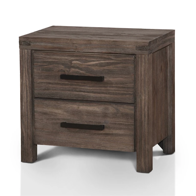 New โจ Furniture Of America Krentin Wood 2-Drawer Nightstand In Wire-Brushed Brown โจ - Image 5
