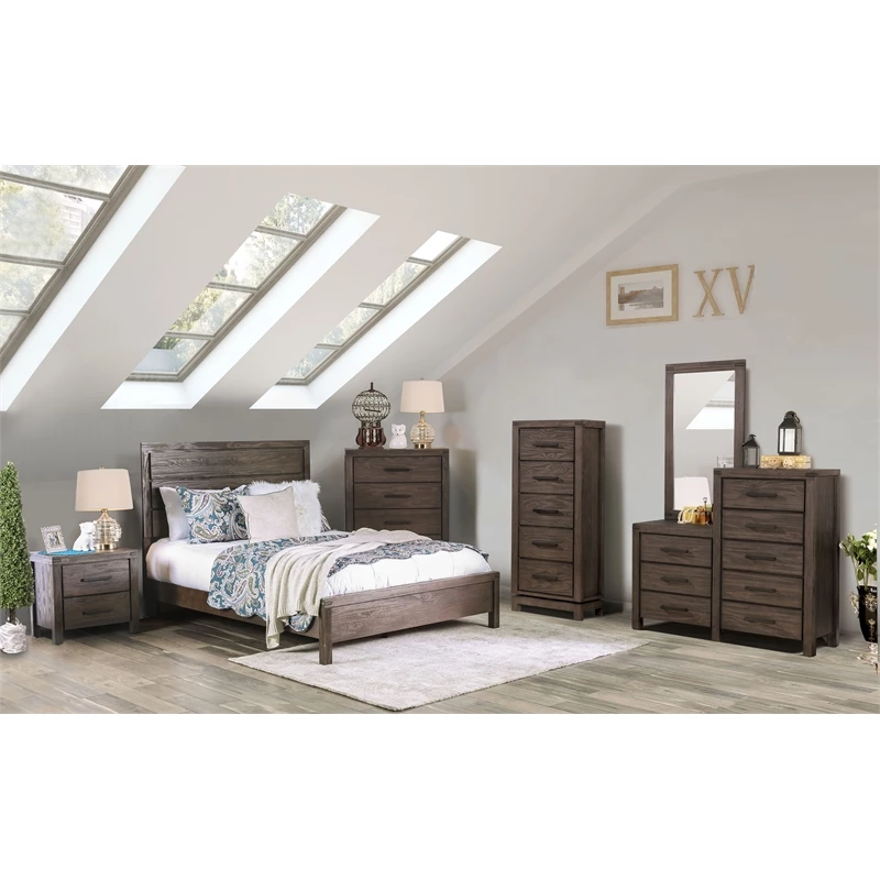 New โจ Furniture Of America Krentin Wood 2-Drawer Nightstand In Wire-Brushed Brown โจ - Image 6