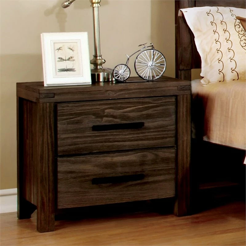 New โจ Furniture Of America Krentin Wood 2-Drawer Nightstand In Wire-Brushed Brown โจ - Image 2