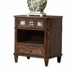 Hot Sale 👏 Furniture Of America Ezra Transitional Wood 2-Drawer Nightstand In Rustic Oak ✨