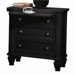 Buy โญ Bowery Hill 3 Drawer Nightstand In Black And Silver ๐