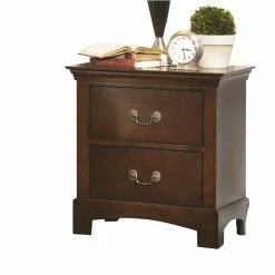 Wholesale 👍 Bowery Hill 2 Drawer Nightstand In Warm Brown And Nickel ✔️