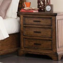 Promo 🎉 Bowery Hill 3 Drawer Nightstand In Vintage Bourbon And Black 🎉