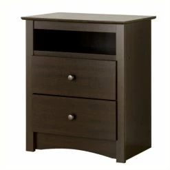 Outlet ❤️ Bowery Hill Tall 2 Drawer Nightstand In Espresso 🛒