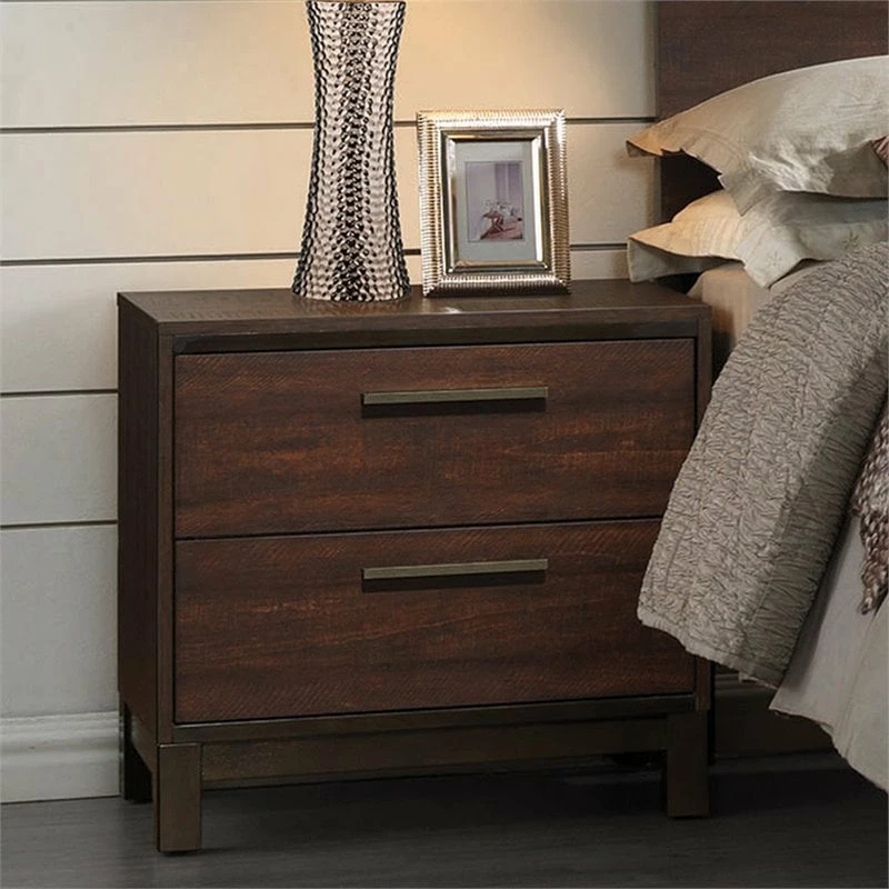 Promo ๐งจ Coaster Edmonton 2 Drawer Nightstand In Rustic Tobacco And Dark Bronze ๐งจ - Image 2