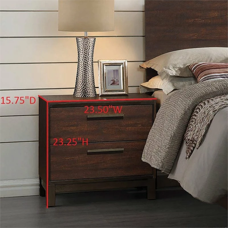 Promo ๐งจ Coaster Edmonton 2 Drawer Nightstand In Rustic Tobacco And Dark Bronze ๐งจ - Image 4