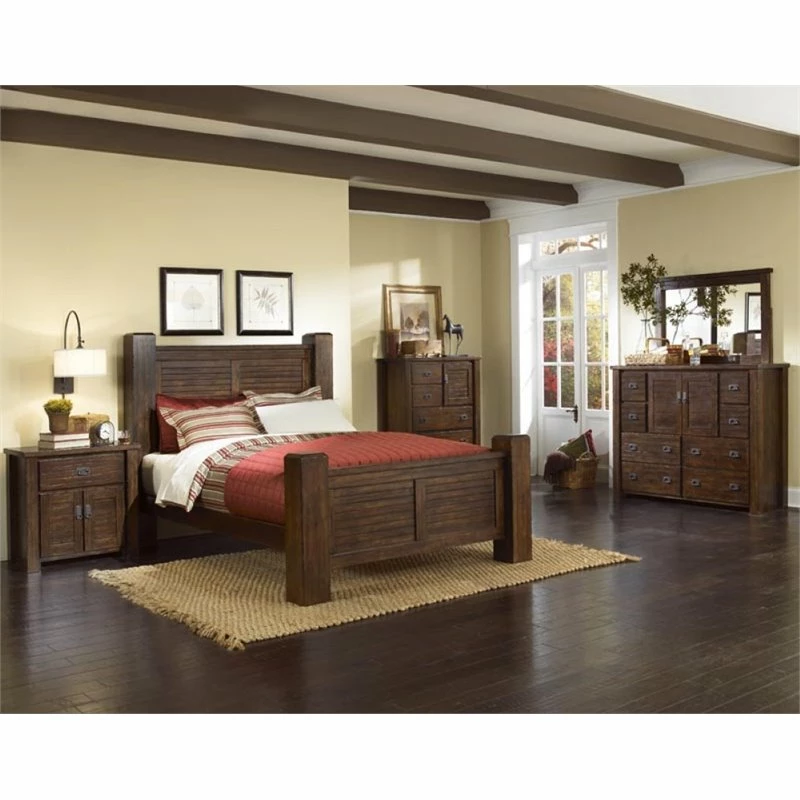 New ⭐ Progressive Furniture Trestlewood Wood Nightstand In Mesquite Pine Brown 🤩 - Image 3