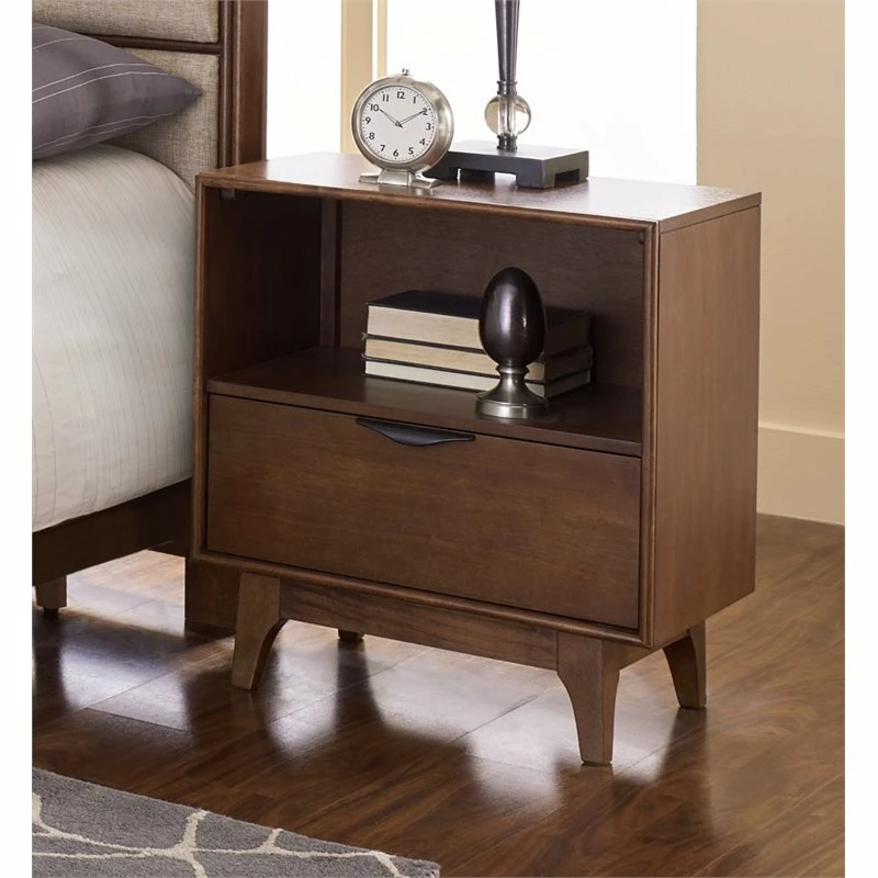 Cheap ๐ Progressive Furniture Mid-Mod Wood Nightstand In Cinnamon Brown โ๏ธ - Image 2