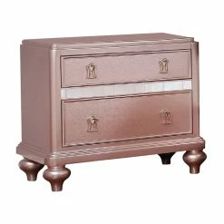 Outlet 🧨 Furniture Of America Appell Solid Wood 2-Drawer Nightstand In Rose Gold 🎉