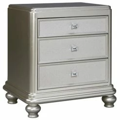 Promo 🔔 Bowery Hill 3 Drawer Nightstand In Silver 🔥