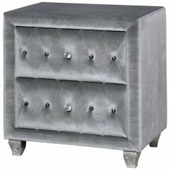 Budget 🥰 Furniture Of America Serena Transitional Fabric 2-Drawer Nightstand In Gray ⌛
