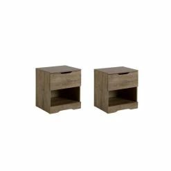 Buy 😍 Home Square Bedroom Furniture Set Of 2 Nightstands In Weathered Oak 😍