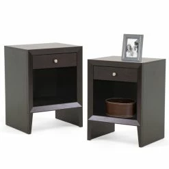 Top 10 🎉 Home Square Set Of 2 Nightstand In Dark Brown 🎁