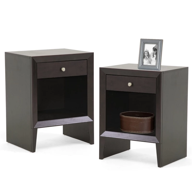 Top 10 ๐ Home Square Set Of 2 Nightstand In Dark Brown ๐