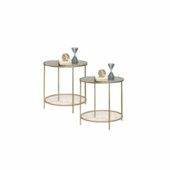Discount ๐ Home Square Set Of 2 Nightstand In Satin Gold ๐