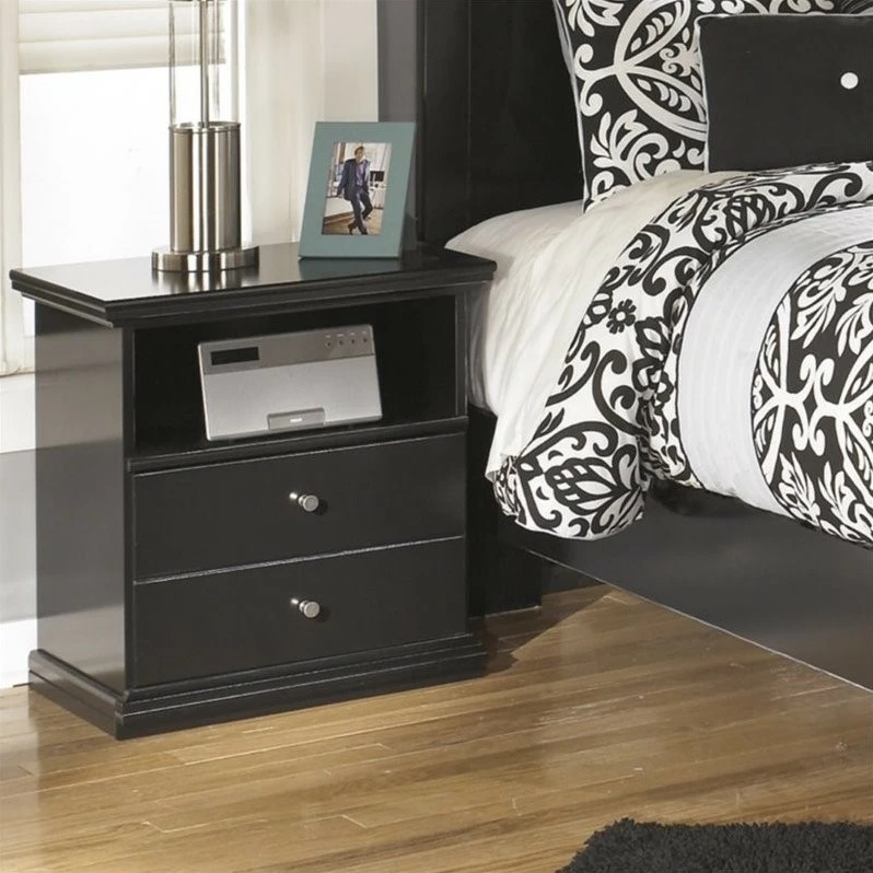 Cheap 👍 Bowery Hill 1 Drawer Wood Nightstand In Black 👍 - Image 2