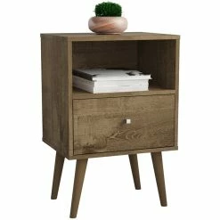 Budget 😀 Manhattan Comfort Liberty Wood 1 Drawer Nightstand In Rustic Brown ❤️