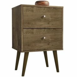 Brand new ✨ Manhattan Comfort Liberty Wood 2 Drawer Nightstand In Rustic Brown 🎉