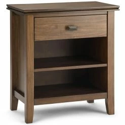 Promo 😍 Simpli Home Artisan Wood 24" Transitional Bedside Nightstand Table In Rustic Natural Brown 🎉