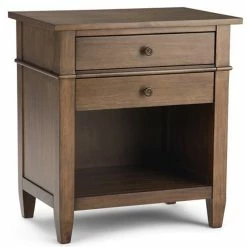 Brand new ❤️ Simpli Home Carlton Wood 24" Transitional Bedside Nightstand Table In Rustic Natural Brown 🥰