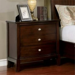 Hot Sale 👏 Bowery Hill 3 Drawer Nightstand In Brown Cherry 👍