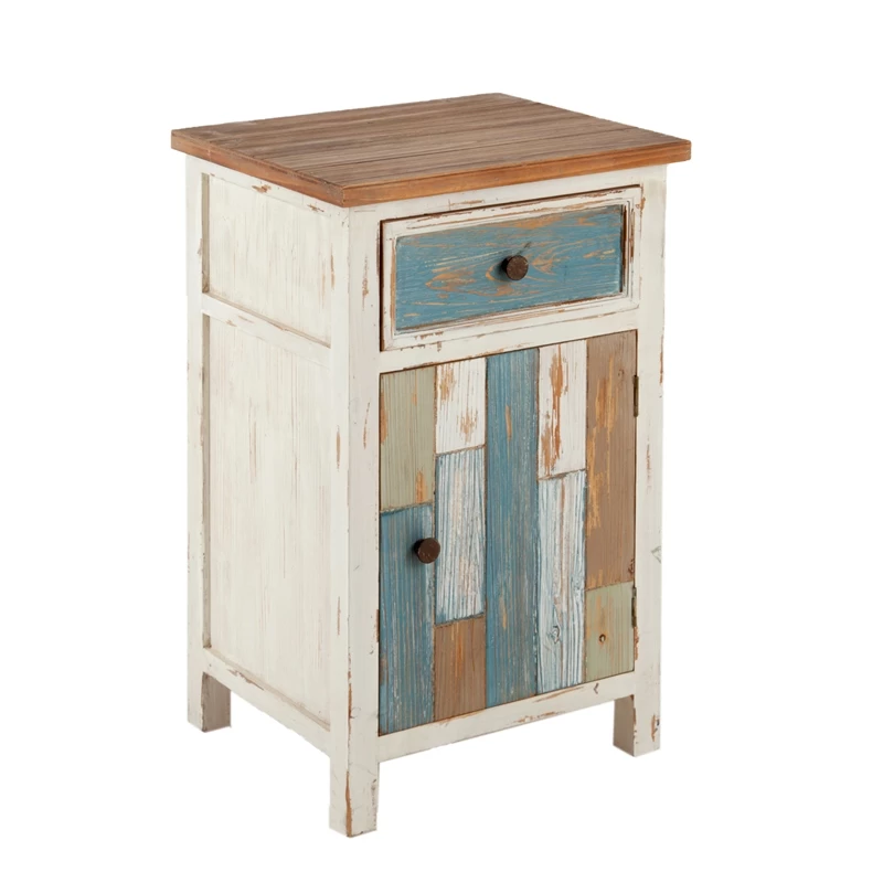 Deals ๐ Luxen Home LuxenHome Rustic Multi-Color Wood 1-Drawer 1-Door End Table With Storage ๐คฉ - Image 5