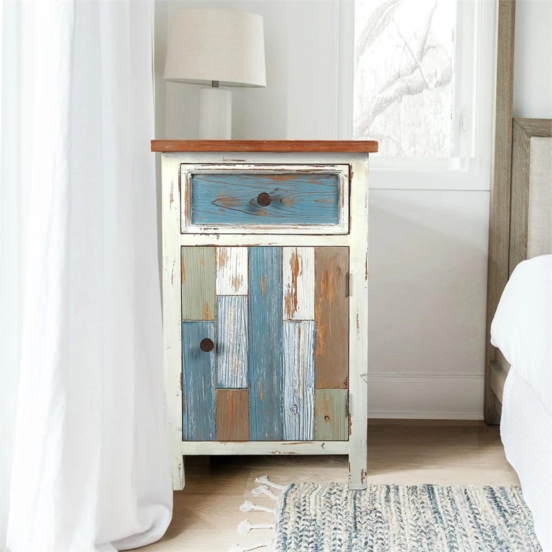 Deals ๐ Luxen Home LuxenHome Rustic Multi-Color Wood 1-Drawer 1-Door End Table With Storage ๐คฉ - Image 10