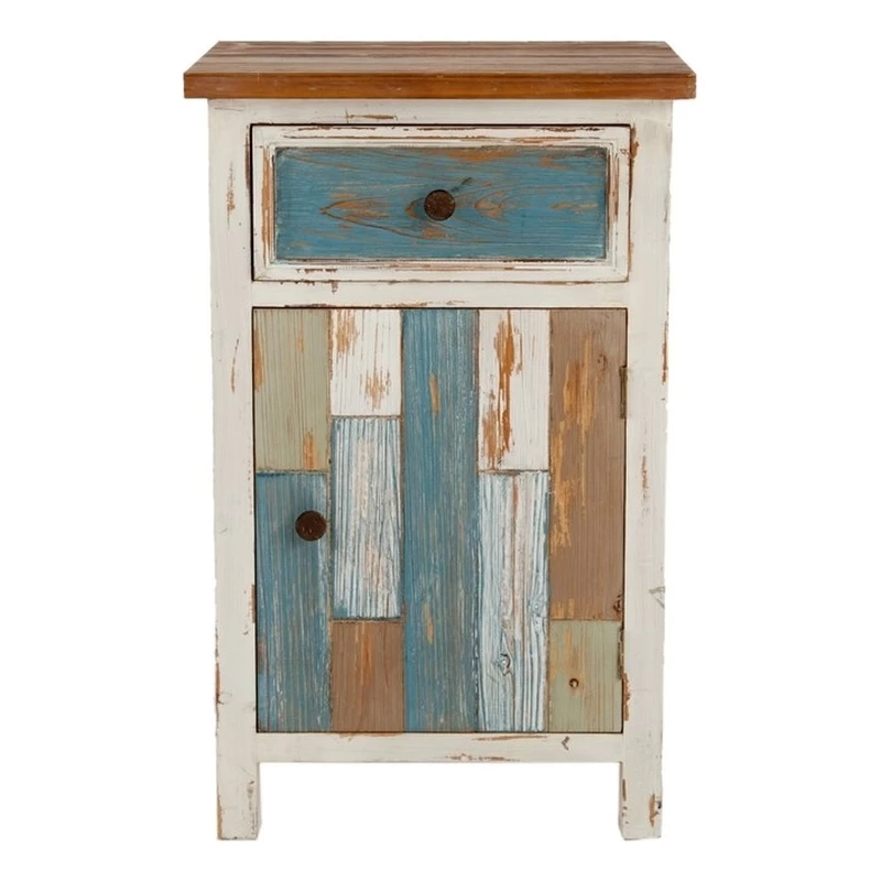 Deals ๐ Luxen Home LuxenHome Rustic Multi-Color Wood 1-Drawer 1-Door End Table With Storage ๐คฉ