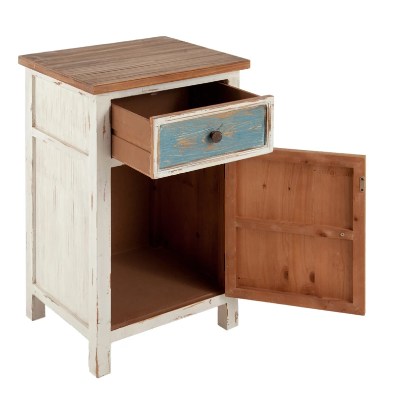 Deals ๐ Luxen Home LuxenHome Rustic Multi-Color Wood 1-Drawer 1-Door End Table With Storage ๐คฉ - Image 3