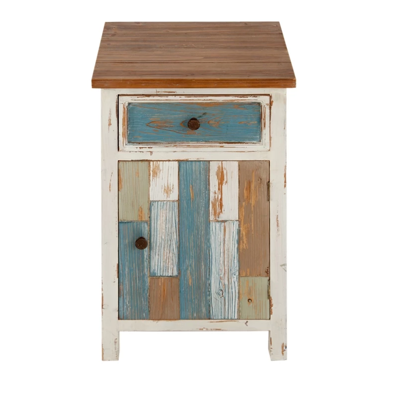 Deals ๐ Luxen Home LuxenHome Rustic Multi-Color Wood 1-Drawer 1-Door End Table With Storage ๐คฉ - Image 4