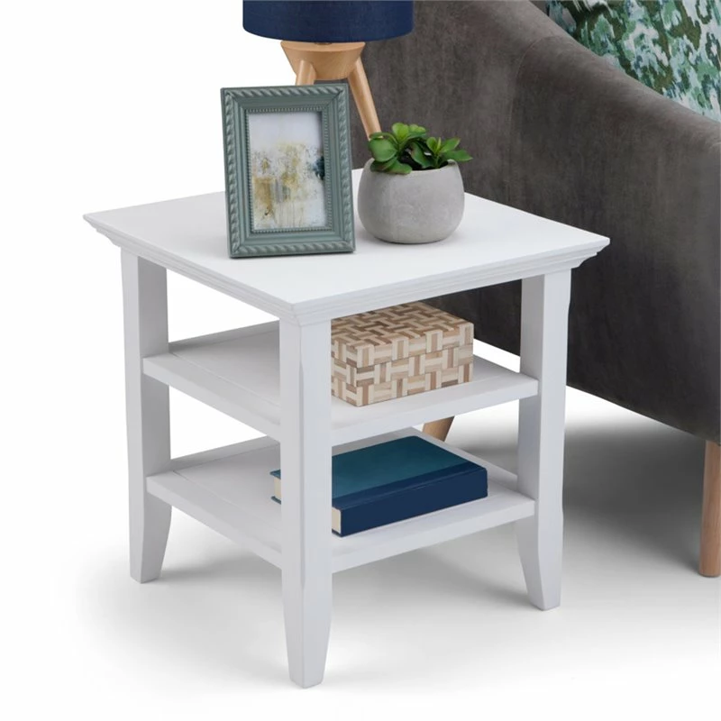 Cheapest 🔔 Simpli Home Acadian Solid Wood 19 " Square Transitional End Table In White 😍 - Image 2