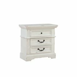 Hot Sale 🤩 American Woodcrafters Stonebrook 3-Drawer Antiqued White Nightstand 🤩