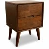 Best deal ✔️ Ashcroft Edie Mid Century Modern Walnut Nightstand Bed Side Tables With 2 Drawers 🥰