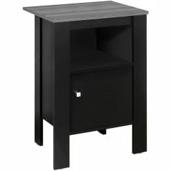 Best deal 🎉 Monarch 1 Door Transitional Spacious End Table In Black And Gray 😍