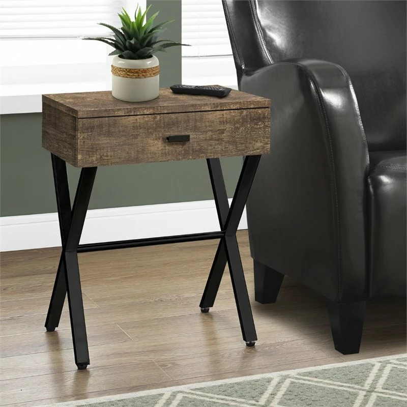 Top 10 🔥 Monarch 24" Mid Century Modern Wood Top Storage End Table In Brown And Black ❤️ - Image 2