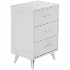Best deal 😀 Southern Enterprises SEI Furniture Owen 3 Drawer Nightstand In White And Chrome ✨