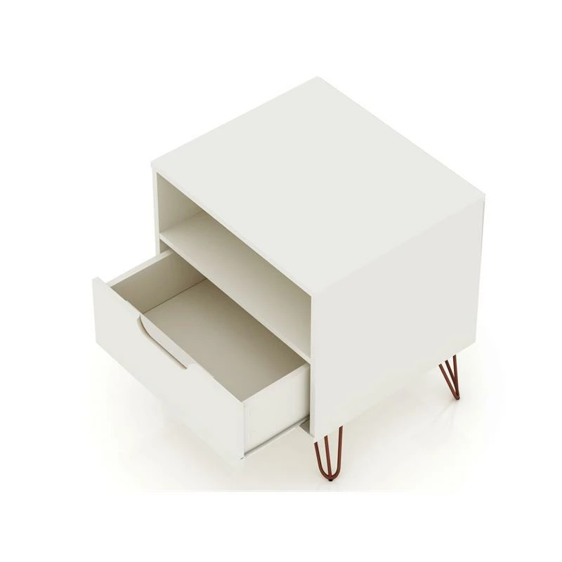 Discount ⭐ Manhattan Comfort Rockefeller Wood Modern Glam Nightstand In Off White & Nature 🤩 - Image 5