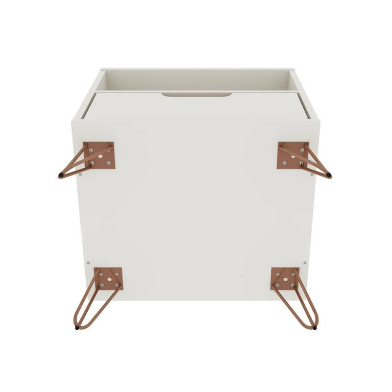 Discount ⭐ Manhattan Comfort Rockefeller Wood Modern Glam Nightstand In Off White & Nature 🤩 - Image 7