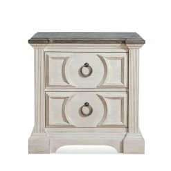 New 😉 American Woodcrafters Brighten Distressed Antique White 2-Drawer Nightstand ❤️