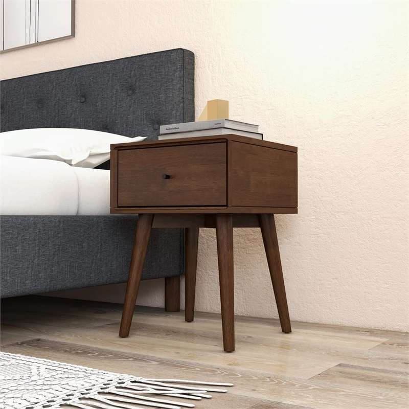 Best deal ๐ Ashcroft Cooper Mid Century Modern Walnut Nightstand Bed Side Tables With 1 Drawers โค๏ธ - Image 3