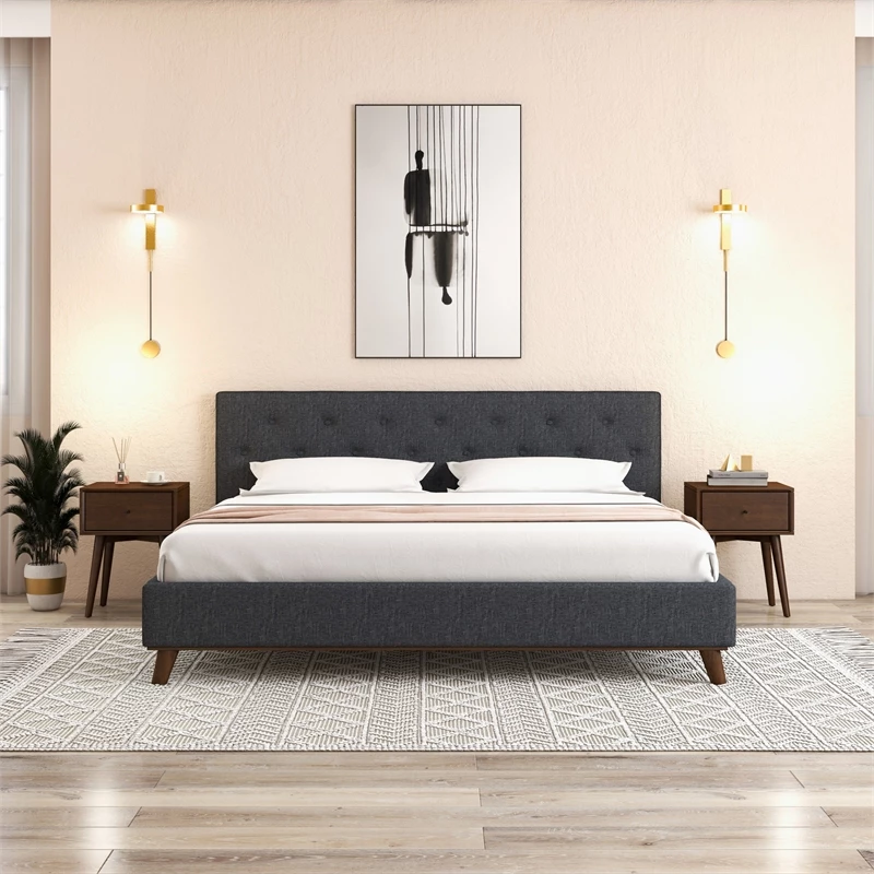 Best deal ๐ Ashcroft Cooper Mid Century Modern Walnut Nightstand Bed Side Tables With 1 Drawers โค๏ธ - Image 5