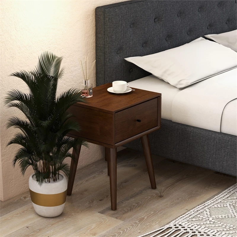 Best deal ๐ Ashcroft Cooper Mid Century Modern Walnut Nightstand Bed Side Tables With 1 Drawers โค๏ธ - Image 6