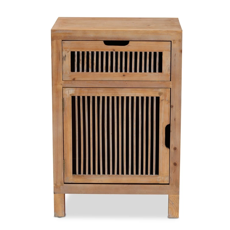 Best deal ๐ Baxton Studio Clement Medium Oak 1-Door And 1-Drawer Wood Spindle End Table ๐ฏ - Image 3