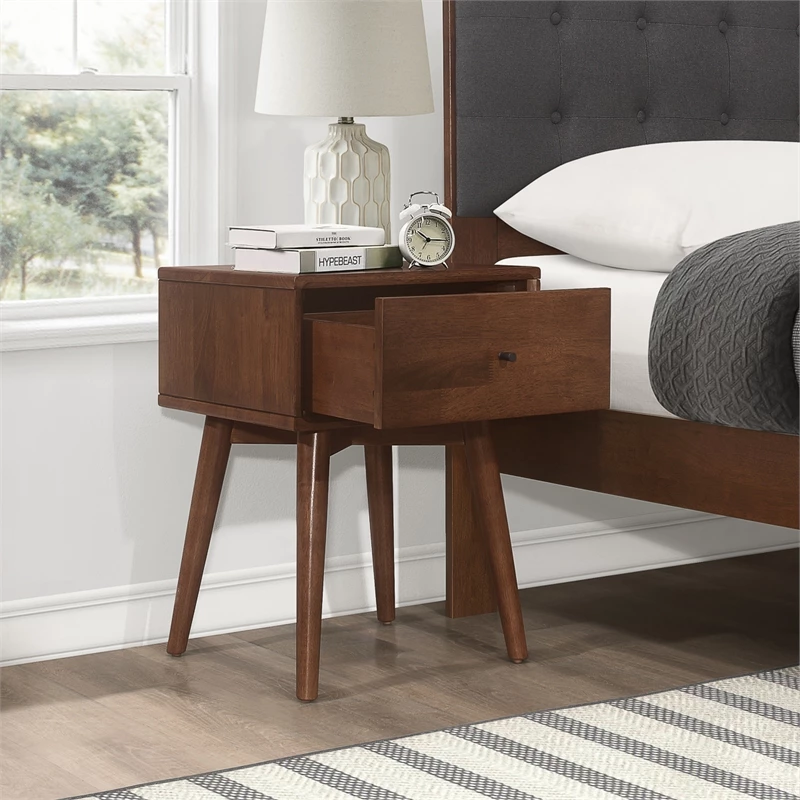 Discount 👍 Pemberly Row Mid-Century Modern Wood Night Stand In Brown Walnut ⌛ - Image 2