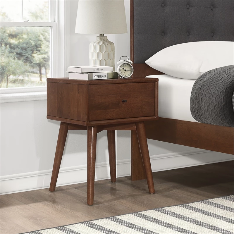 Discount 👍 Pemberly Row Mid-Century Modern Wood Night Stand In Brown Walnut ⌛ - Image 3