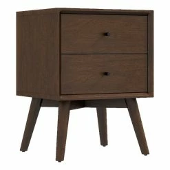 Wholesale โ Pemberly Row Mid-Century Modern Solid Wood 2-Drawer Night Stand In Brown ๐