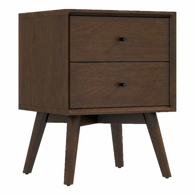 Wholesale โ Pemberly Row Mid-Century Modern Solid Wood 2-Drawer Night Stand In Brown ๐